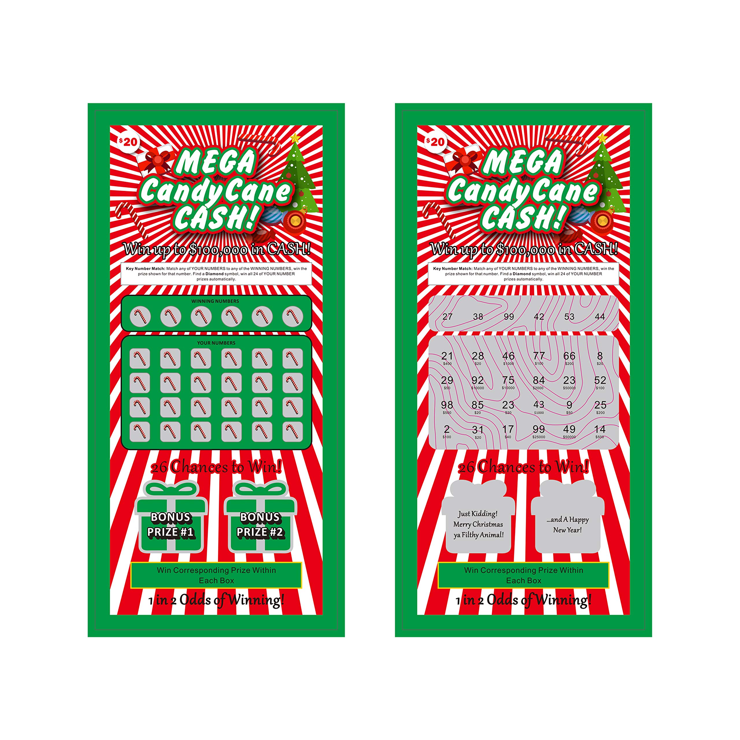 OBRC - Best Stocking Stuffers of 2023! Prank Christmas Lottery Tickets. Great Gag Gift for All Ages: Adults, Men, Women, and Teens. Merry Christmas Ya Filthy Animal.and A Happy New Year!