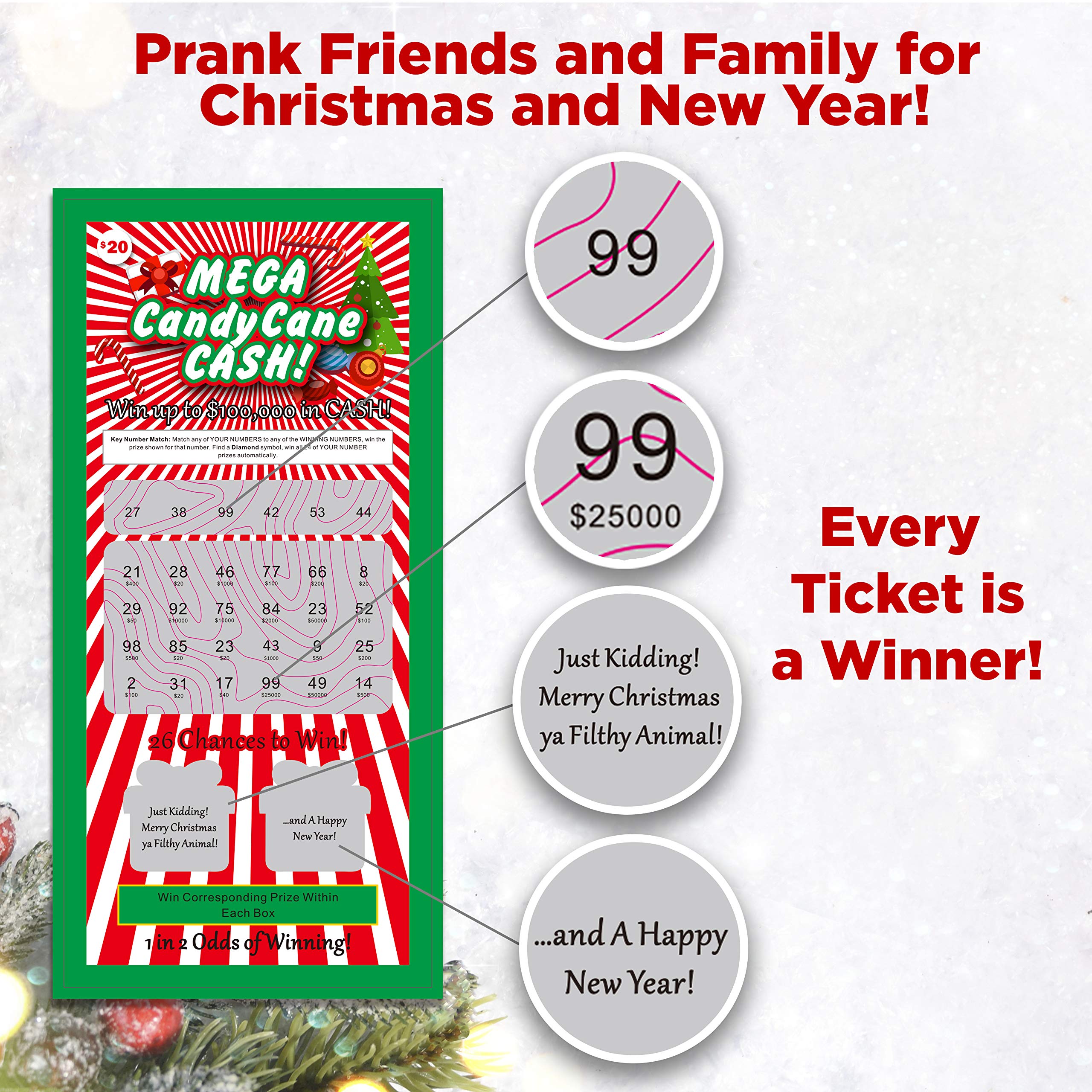 OBRC - Best Stocking Stuffers of 2023! Prank Christmas Lottery Tickets. Great Gag Gift for All Ages: Adults, Men, Women, and Teens. Merry Christmas Ya Filthy Animal.and A Happy New Year!