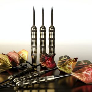 CC-Exquisite Premium Steel Tip Darts Set - Professional Darts, Brass Barrels, Metal Tip Darts, Extra Flights, (12) Aluminum Shafts 35/48, O-Rings, Dart Tool, Dart Sharpener, Darts Case