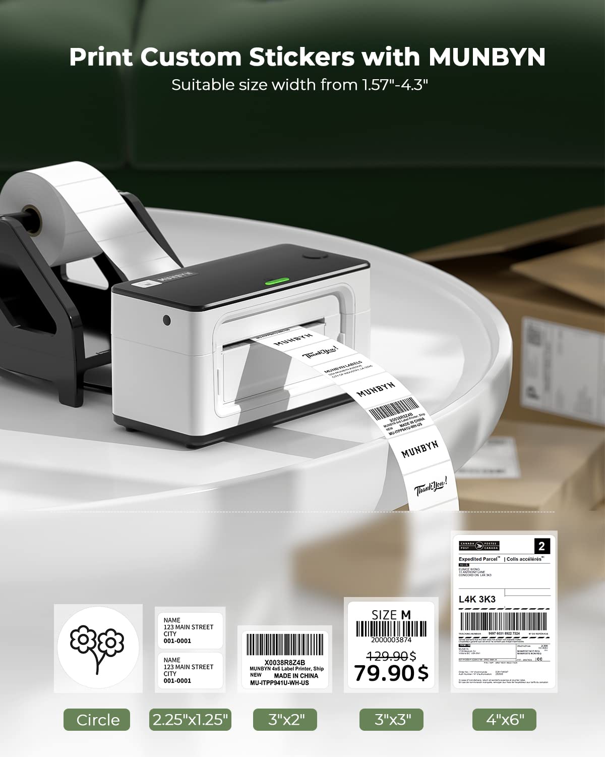 MUNBYN P941U Thermal Label Printer, 4x6 Inches, USB, Monochrome, Compatible with UPS, USPS, FedEx, eBay, Etsy