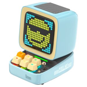 divoom ditoo retro pixel art game bluetooth speaker with 16x16 led app controlled front screen (blue) …