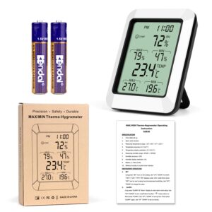 Indoor Hygrometer Thermometer with Alarm Clock Digital Temperature Humidity Meter with Large Screen, Multifunctional Temperature and Humidity Meter Monitor for Home, Office, Bedroom and Greenhouse