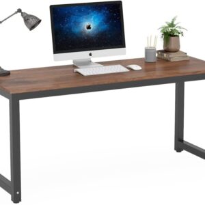 Tribesigns Computer Desk, 63 inch Large Office Desk Computer Table Study Writing Desk Workstation for Home Office, Rustic Brown