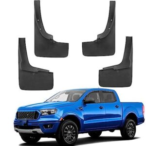 tecoom mud flaps splash guards compatible with ford ranger 2019 2020 2021 2022 2023, heavy duty front and rear mud flaps, easy installation abs molded 4pcs