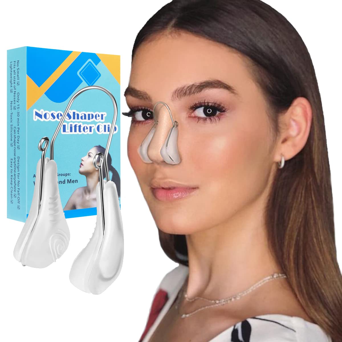 AMIJEAL Nose Shaper Clip Pain-Free Nose Bridge Straightener Corrector Soft Silicone Nose Slimmer Rhinoplasty Device Nose Up Lifting Clip Beauty Tools