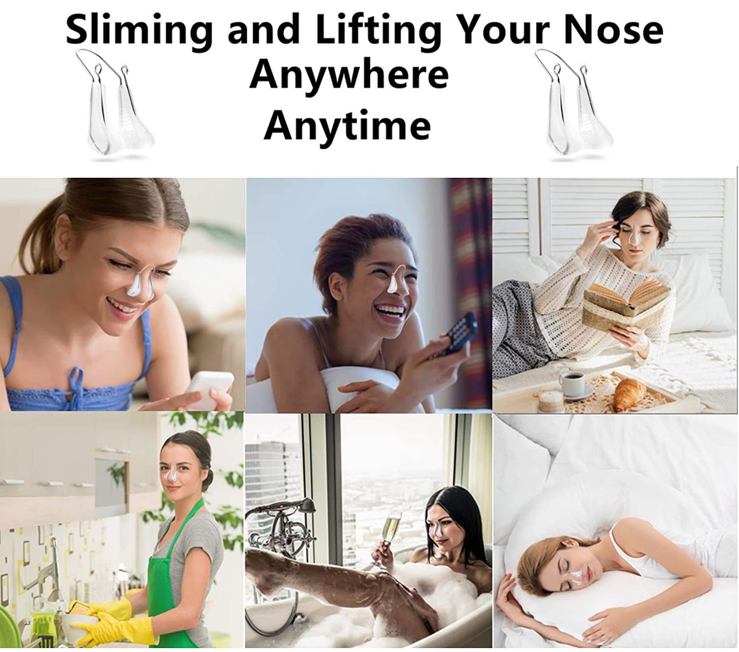 AMIJEAL Nose Shaper Clip Pain-Free Nose Bridge Straightener Corrector Soft Silicone Nose Slimmer Rhinoplasty Device Nose Up Lifting Clip Beauty Tools