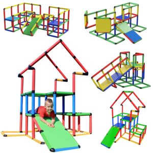 kids playground set - funphix jumbo 467-pc construction set with toddler slide, indoor climbing for kids, & jungle gym - multifunctional kids outdoor playhouse for indoor sports & outdoor play toys