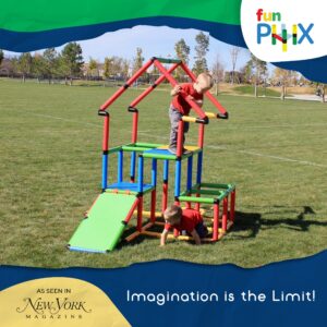 Kids Playground Set - Funphix Jumbo 467-Pc Construction Set with Toddler Slide, Indoor Climbing for Kids, & Jungle Gym - Multifunctional Kids Outdoor Playhouse for Indoor Sports & Outdoor Play Toys