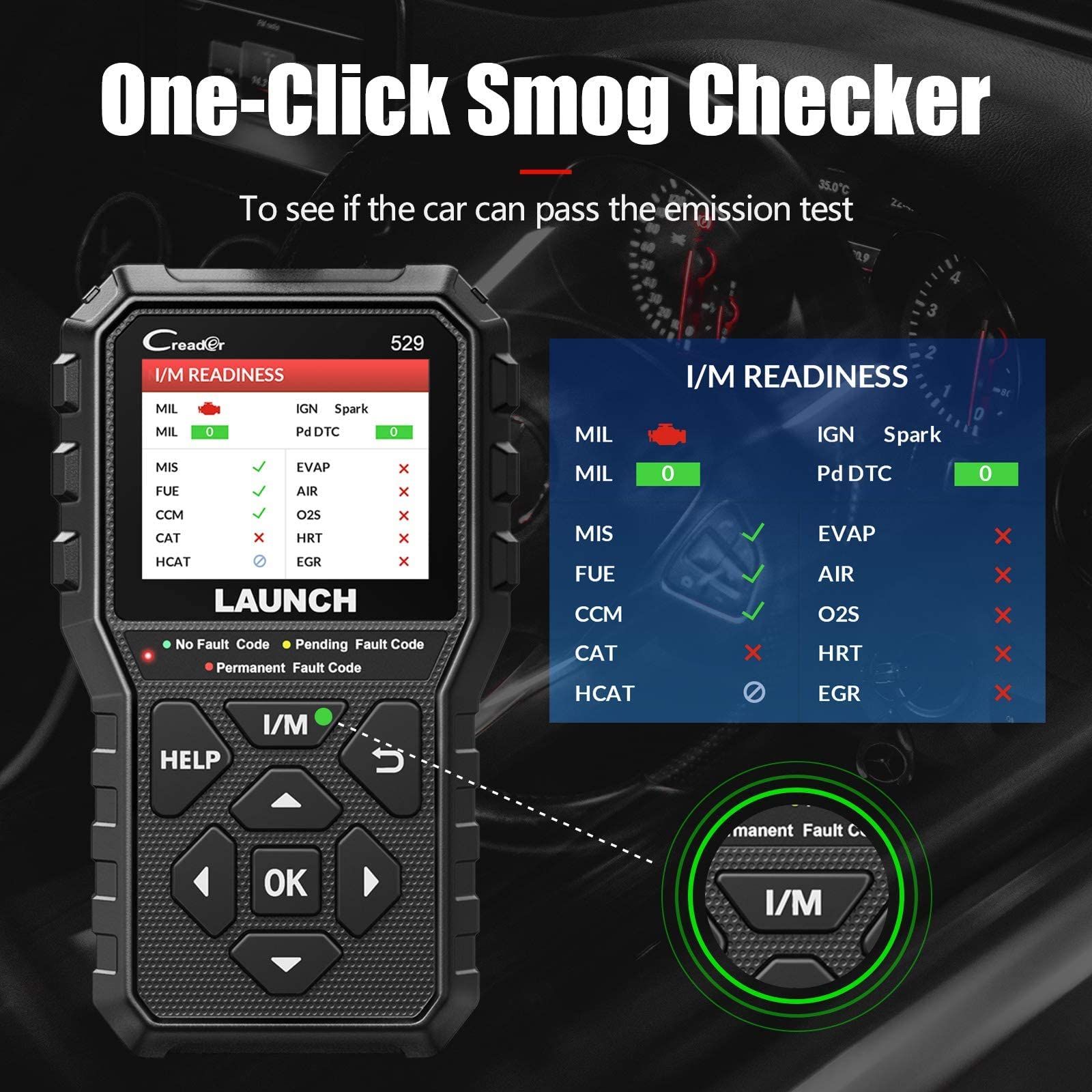 2024 Elite LAUNCH OBD2 Scanner CR529 Code Reader Check Engine Light for All OBDII Car After 1996 Full OBD2 Functions Mode 8, I/M Readiness DTC Lookup Lifetime Free Update Scan Tool [Upgrade Version]