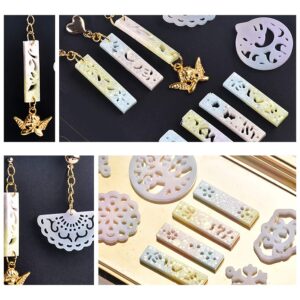 FineInno Resin Mold,Earring Mold Epoxy Pendant Molds Jewelry Molds Casting Silicone Molds Resin Leaf,Teardrop, Round, Heart Shaped, Snowflake Etc (Cute Earring Mold)