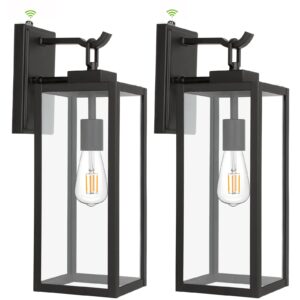 large size dusk to dawn outdoor wall lanterns, 18 inch outdoor wall light fixtures, matte black porch lights, exterior wall lighting, anti-rust architectural outdoor sconces, etl listed, 2 pack