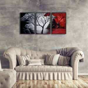 Wieco Art Large Size Framed Art Canvas Art Prints Wall Art the Cloud Tree Abstract Pictures Paintings for Bedroom Home Office Decorations Contemporary Artwork 3 Panels Black Frames