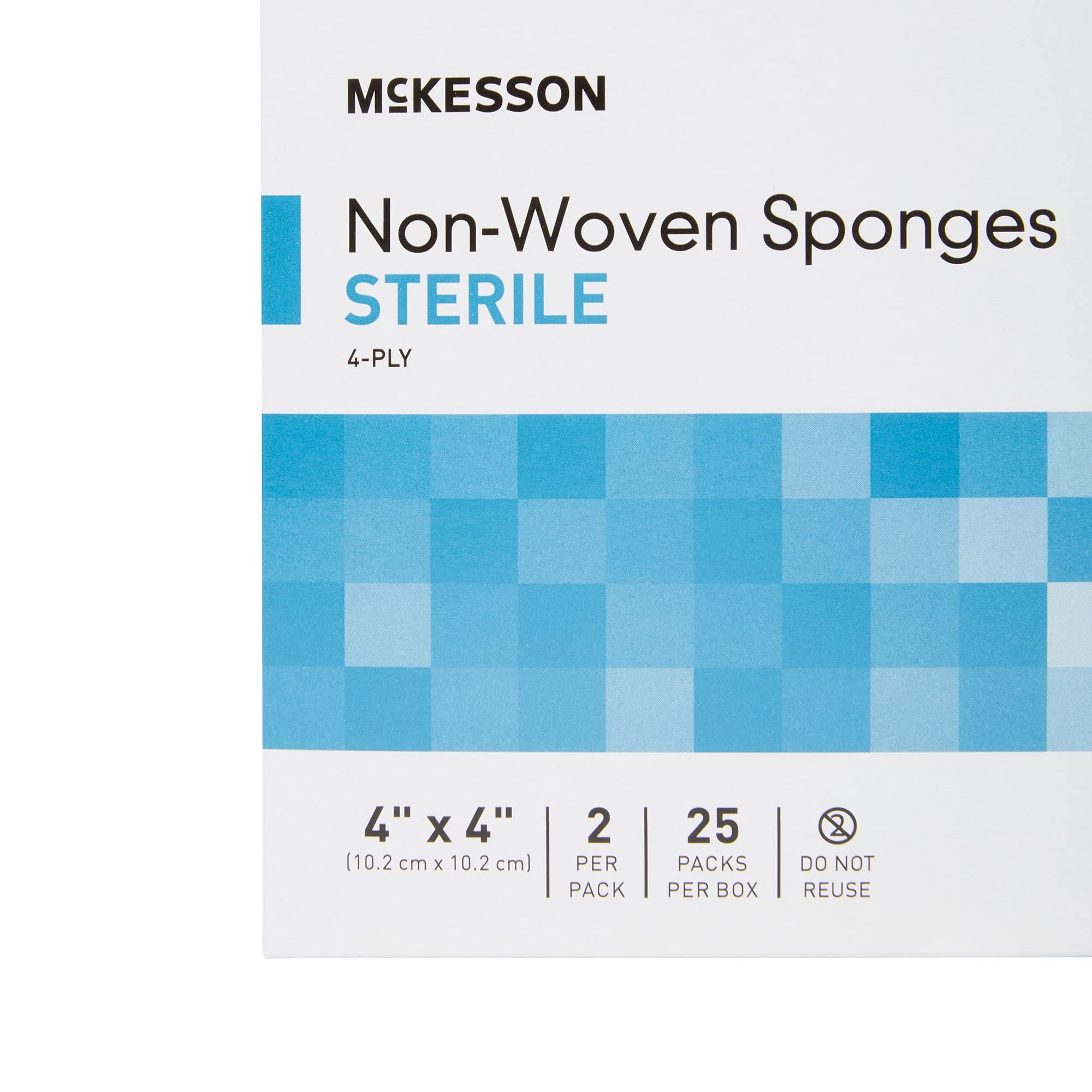 McKesson Non-Woven Sponges, Sterile, 4-Ply, Polyester/Rayon, 4 in x 4 in, 2 per Pack, 25 Packs, 50 Total