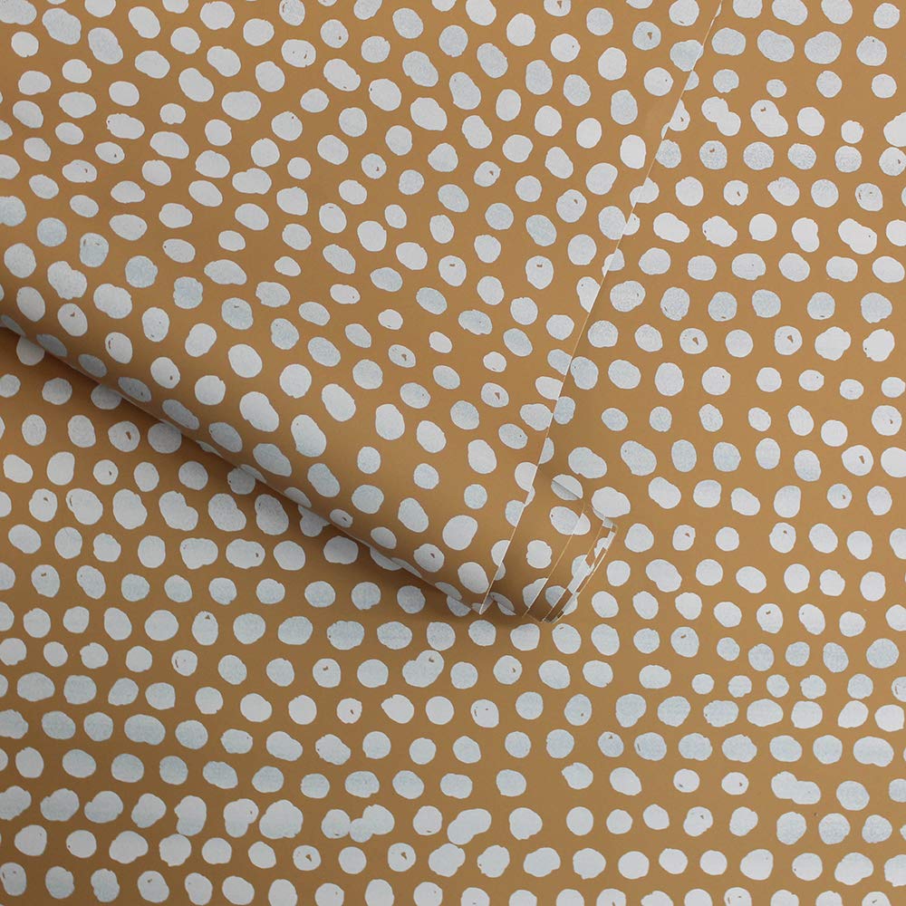 Tempaper Toasted Turmeric Moire Dots Removable Peel and Stick Wallpaper, 20.5 in X 16.5 ft, Made in the USA