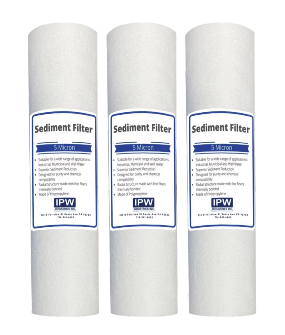 Compatible with GE GXWH04F GXWH20F GXWH20S GXRM10 GX1S01R Compatible Filters, 5 Micron Water Filter Cartridges, 3 Pack, GXWH04F, GXWH20F, GXWH20S by IPW Industries Inc.
