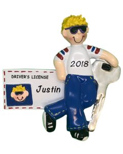 personalized new driver christmas ornaments 2023 - fast & free 24h customization – driver's license and car key for boy blonde christmas decorations with name - comes gift-wrapped