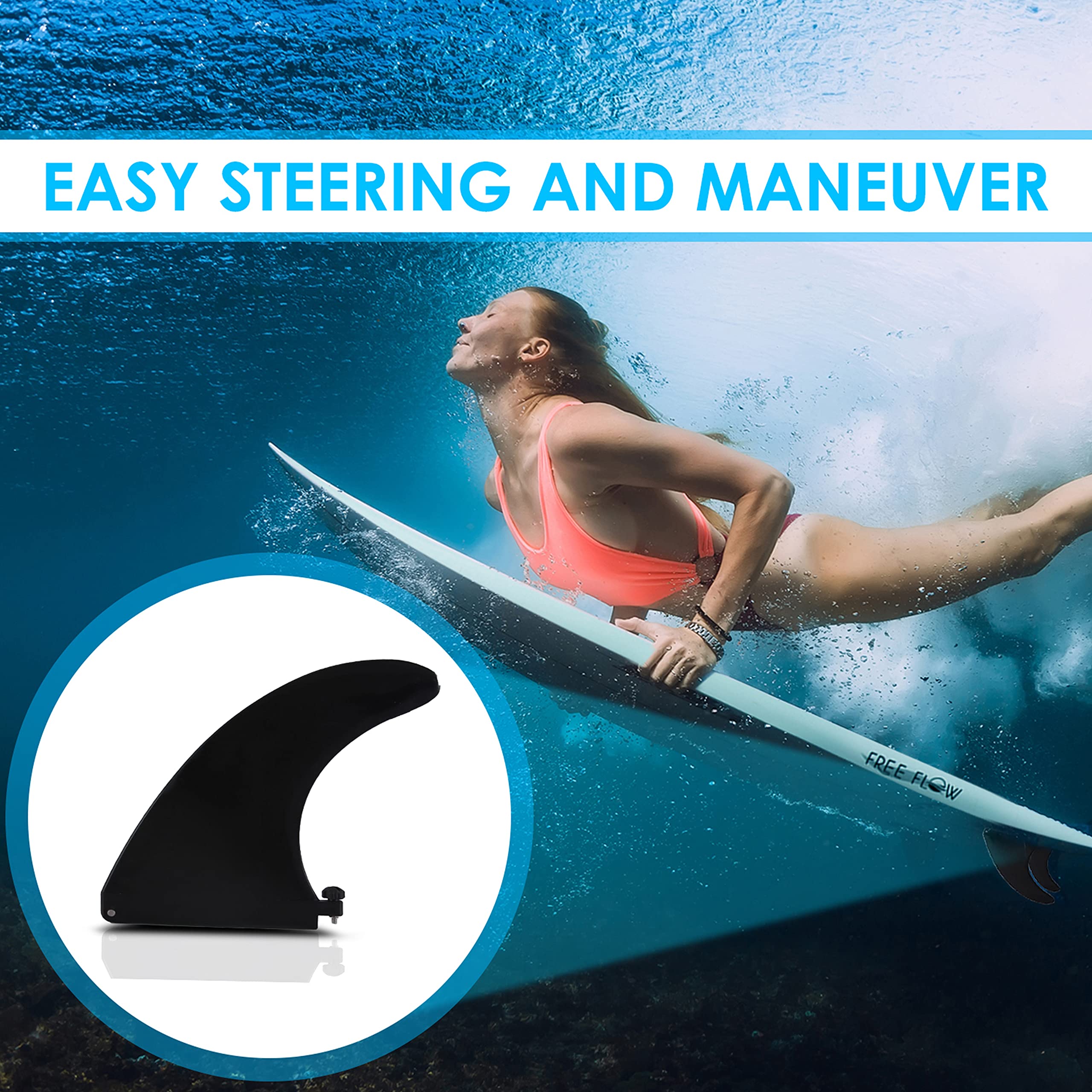 SereneLife Stand-Up Inflatable Paddle Water Fin - for Free-Flow Inflatable SUP Stand-Up Paddle Board Models SLSUPB06, SLSUPB08, SLSUPB105, SLSUPB125, SLSUPB135 & SLSUPB145 -PRTSLSUNEWFIN5