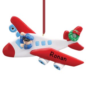 Fun Kids Personalized Christmas Ornaments 2023 - Fast & Free 24h Customization – Flying Airplane Pilot Christmas Decorations with Name - Comes Gift-Wrapped