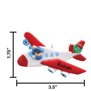 Fun Kids Personalized Christmas Ornaments 2023 - Fast & Free 24h Customization – Flying Airplane Pilot Christmas Decorations with Name - Comes Gift-Wrapped