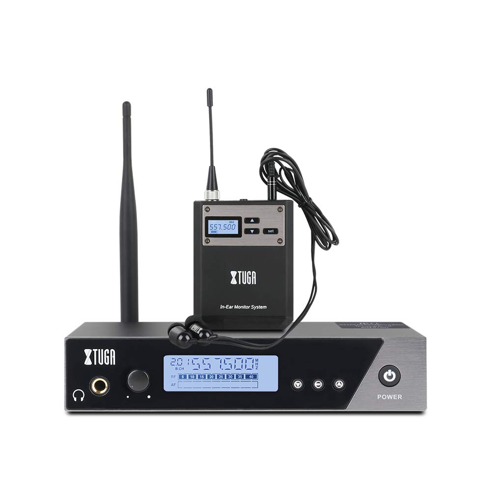 XTUGA IEM1100 UHF Single Channel in Ear Monitor System Selectable Frequency Wireless Professional in-Ear Monitor System Ideal for Stage, Studio, Exhibit, Lecture, Speech