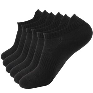 npet sk1902 ultra comfort no show running athletic socks for women men (6 pairs) black