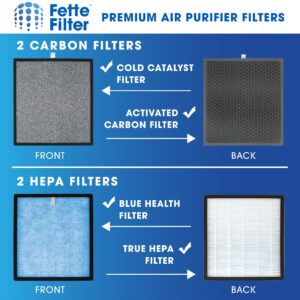 Fette Filter -HSP001 Filter Replacements for HATHASPACE Air Purifier HSP001, True HEPA Filter with Activated Carbon Pre-Filters. Includes 2 H13 True Hepa FIlters and 2 Activated Carbon Filters.