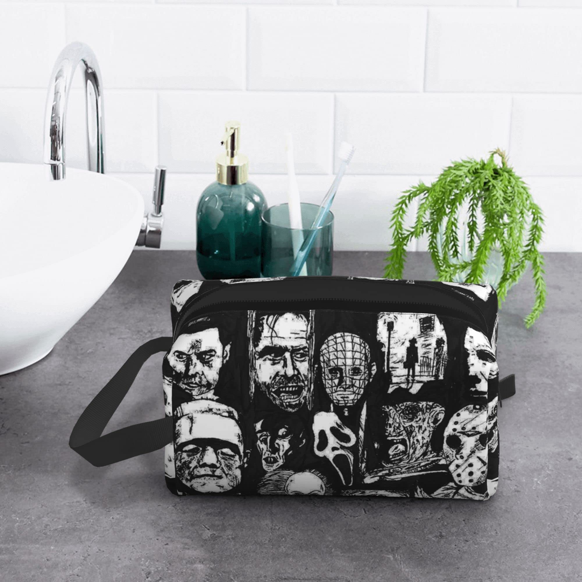 Women's Cosmetic Bags Horror Icons Makeup Pouch Travel Toiletry Storage Bag