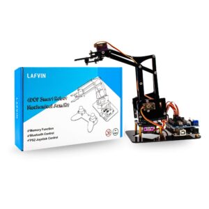 LAFVIN 4DOF Acrylic Robot Mechanical Arm Claw Kit Compatible with Arduino IDE DIY Robot with CD Tutorial