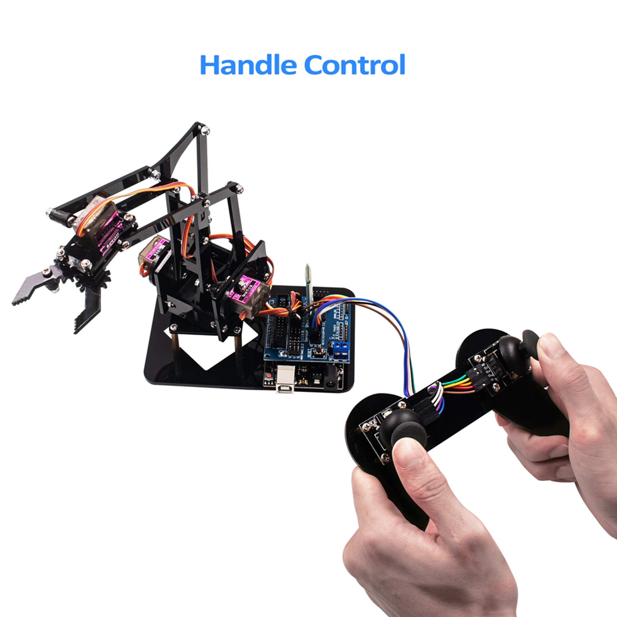 LAFVIN 4DOF Acrylic Robot Mechanical Arm Claw Kit Compatible with Arduino IDE DIY Robot with CD Tutorial