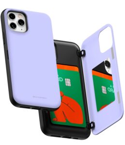 goospery iphone 11 pro wallet case with card holder, protective dual layer bumper phone case (lilac purple)