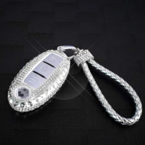 GeeGeeTop Car Key Case Key Shell Fob Key Cover Key Chain Lady Ring with Bling Diamond Crystals For Nissan Rogue Altima Maxima Infiniti Q50 60 Versa 2/3/4/5-Buttons Keyless Entry Remote Control Smart