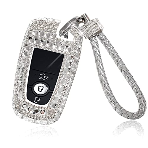 GeeGeeTop Car Key Case Key Shell Fob Key Cover Key Chain Lady Key Ring with Bling Diamond Crystals for Ford Mondeo Edge Mustang Keyless Entry Remote Control Smart Key