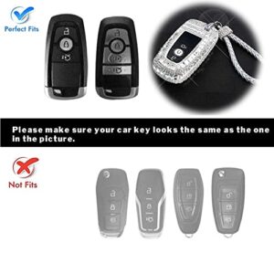 GeeGeeTop Car Key Case Key Shell Fob Key Cover Key Chain Lady Key Ring with Bling Diamond Crystals for Ford Mondeo Edge Mustang Keyless Entry Remote Control Smart Key