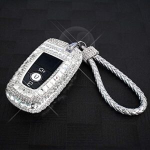 GeeGeeTop Car Key Case Key Shell Fob Key Cover Key Chain Lady Key Ring with Bling Diamond Crystals for Ford Mondeo Edge Mustang Keyless Entry Remote Control Smart Key