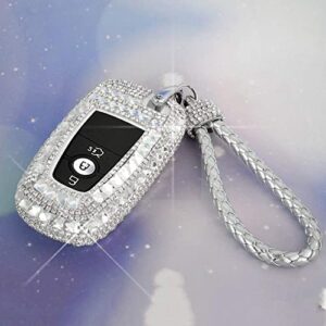 GeeGeeTop Car Key Case Key Shell Fob Key Cover Key Chain Lady Key Ring with Bling Diamond Crystals for Ford Mondeo Edge Mustang Keyless Entry Remote Control Smart Key