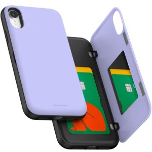 GOOSPERY iPhone XR Wallet Case with Card Holder, Protective Dual Layer Bumper Phone Case - Lilac Purple