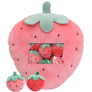 refahb cute throw pillow stuffed strawberry toys removable fluffy creative gifts for teens girls kids,