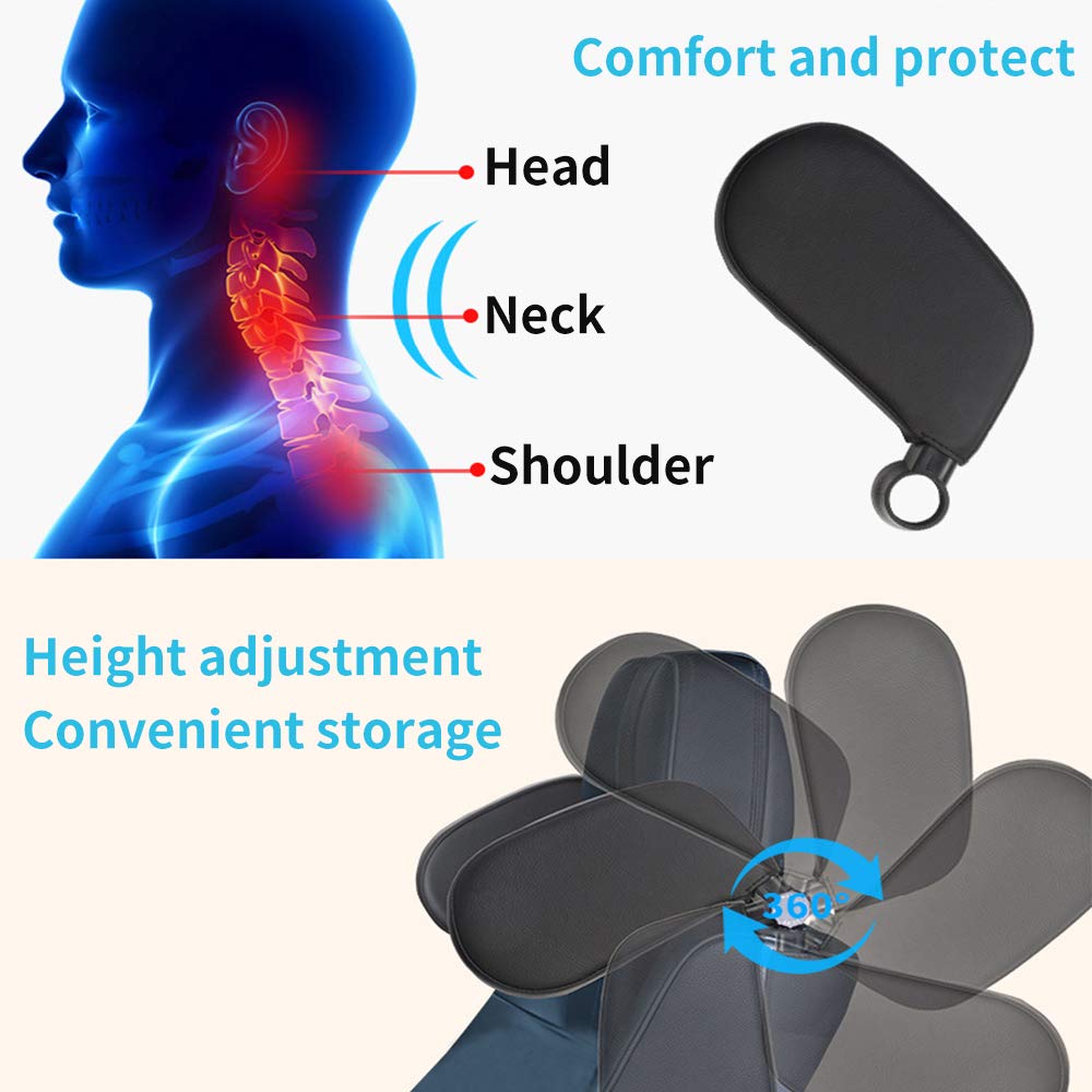 Xergur Car Headrest Pillow, Memory Foam Road Pal Headrest, Adjustable Car Seat Head Neck Support Pillow for Kids and Passenger - Sleep Better on Long Trips (Black)