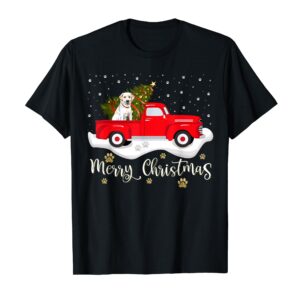 Red Truck Merry Christmas Tree Labrador Retriever Christmas T-Shirt