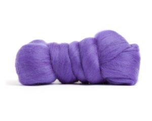 merino wool roving, premium combed top, color violet, 21.5 micron, perfect for felting projects, 100% pure wool, made in the uk