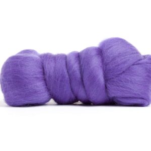 Merino Wool Roving, Premium Combed Top, Color Violet, 21.5 Micron, Perfect for Felting Projects, 100% Pure Wool, Made in The UK