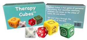 tomorrow river games therapy cubes identifies emotions and issues such as bullying, peer pressure, self-esteem, family dynamics, social media, academics and drugs and alcohol.