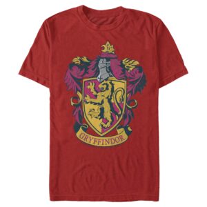 harry potter men's gryffindor house crest t-shirt, red, large