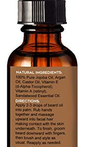 Tropical Holistic Sandalwood Beard Oil 2fl oz - Groom Men Beard & Mustache with Fresh Woodsy Scent - Nourishes, Restores Shine, & Tames Unruly Hair