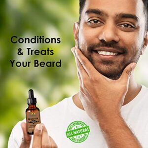 Tropical Holistic Sandalwood Beard Oil 2fl oz - Groom Men Beard & Mustache with Fresh Woodsy Scent - Nourishes, Restores Shine, & Tames Unruly Hair