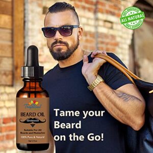 Tropical Holistic Sandalwood Beard Oil 2fl oz - Groom Men Beard & Mustache with Fresh Woodsy Scent - Nourishes, Restores Shine, & Tames Unruly Hair