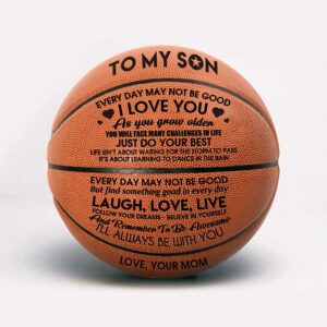 LOVEINHEART Mom and Dad to My Son Gift Basketball with Printing Words on Ball Official Size Seven Customized Basketball with Bag and Needle (Basketball001)