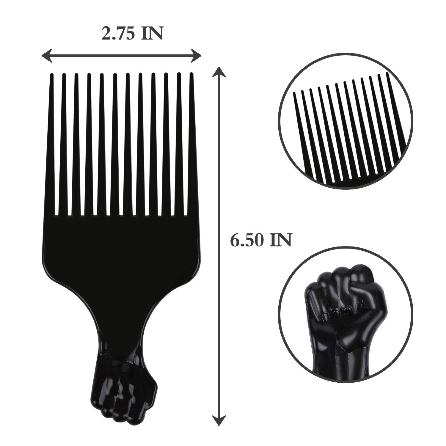 LEADUWAY Hair Pick Comb, Fist Hair Picks for Afro Hair, Plastic 6.5 inch Afro Picks for Women and Men, Lift Hair Pick for Curly Hair, Rainbow Set (6 PCS)