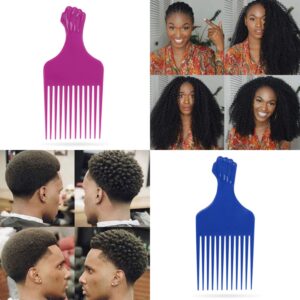 LEADUWAY Hair Pick Comb, Fist Hair Picks for Afro Hair, Plastic 6.5 inch Afro Picks for Women and Men, Lift Hair Pick for Curly Hair, Rainbow Set (6 PCS)