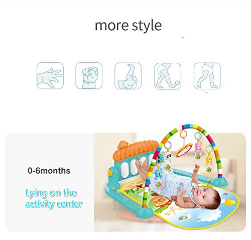 Deerbb Baby Play Mat for Infant with Music and Mirror, Newborn Piano Activity Center Toys Gym Floor Playmat for Boys Girls 3 6 Months